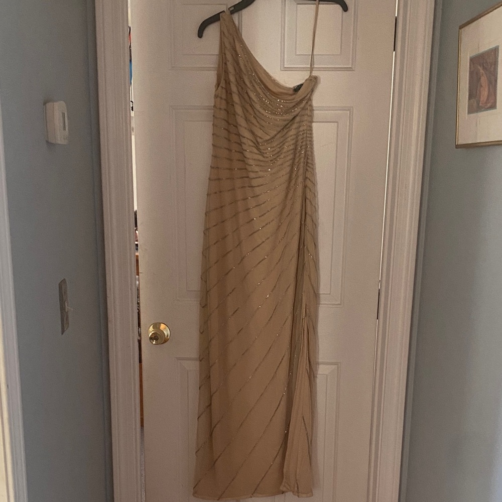 Ralph Lauren One-Shoulder Beige Dress